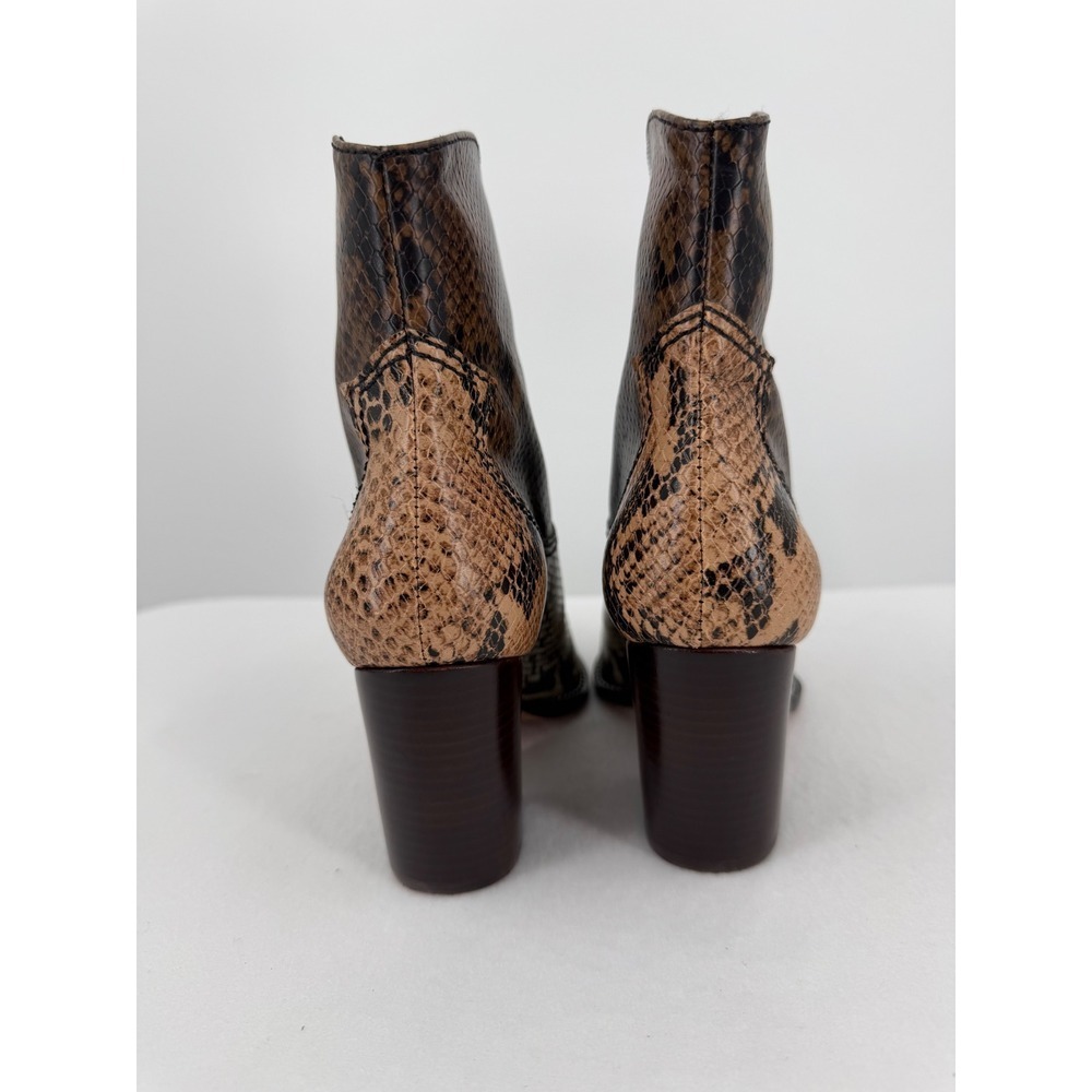 Schutz Snakeskin Revolve Leather Western Ankle Boots Brown Cream Pointed Toe 5.5 - Picture 4 of 9